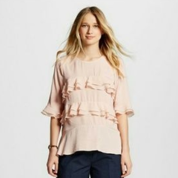 Who What Wear Light Pink Ruffle Top - Picture 2 of 6